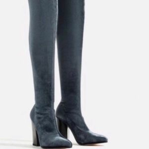 Zara velvet over the knee boots size 10
